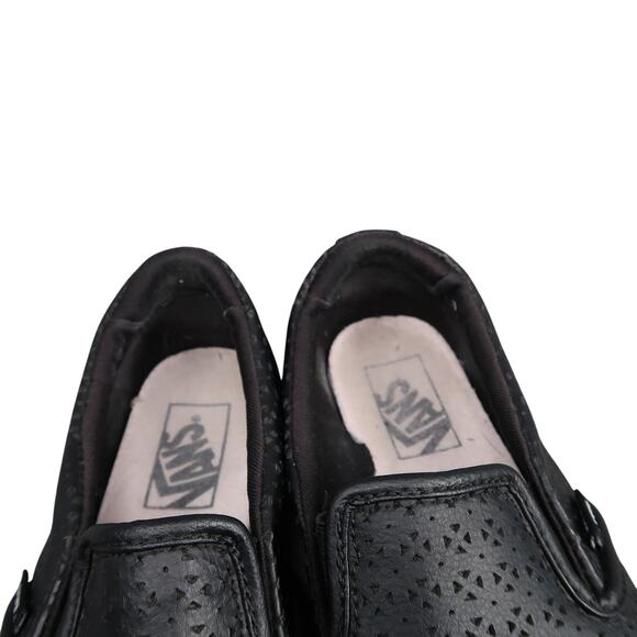 Vans Shoes Womens 6.5 Slip On Sneakers Casual Black Asher Low Perforated Skate - Picture 3 of 11